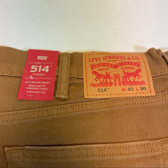 Levi's 514 Brown Jeans 40x30 NEW - Picture 2 of 6